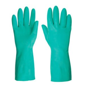 Guantes de nitrilo flocado Verde para limpieza y protección de manos en Chile
