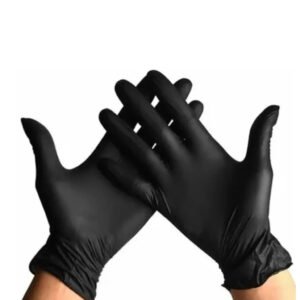 Guantes de vinilo negro sin polvo desechables caja de 100 unidades libres de látex